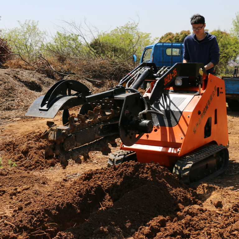 Mini skid steer loader like Toro Dingo Kanga attachment quick coupler earth chain trencher