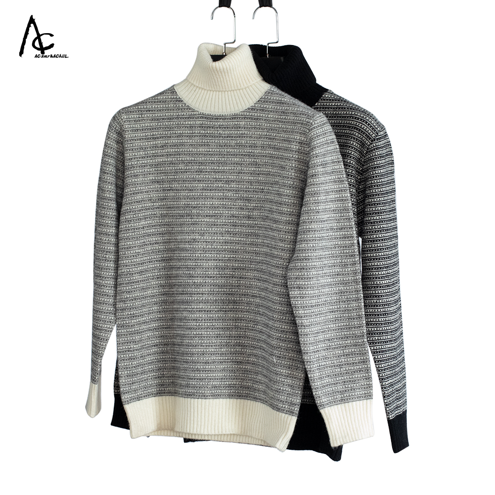 Nylon Polyster Custom Men Turtle Neck Outdoor Striped Sweater With Logo Available for Male OEM