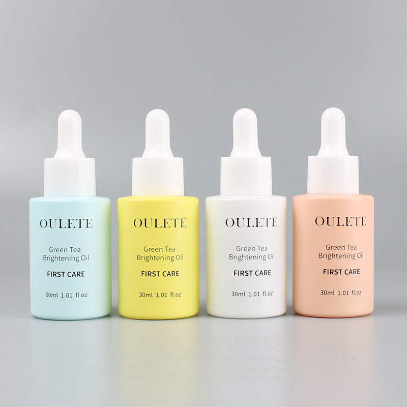 20ml 30ml 50ml 100ml Essential Oil Serum Flat Shoulder Frosted Clear Glass Dropper Bottle for eye cream With Pipette