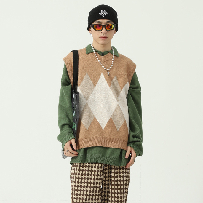 branded v-neck wholesale european golf sweater men argyle sweater vest