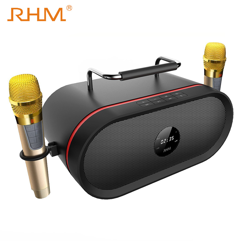 RHM Портативный Профессиональный сабвуфер, система караоке, динамик с USB BT TF UHF, беспроводной микрофон