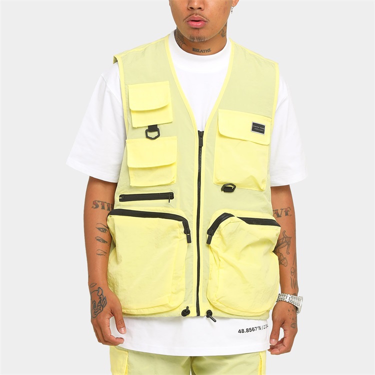 OEM custom plain multi pockets 100%nylon shell mesh cargo utility vest for men