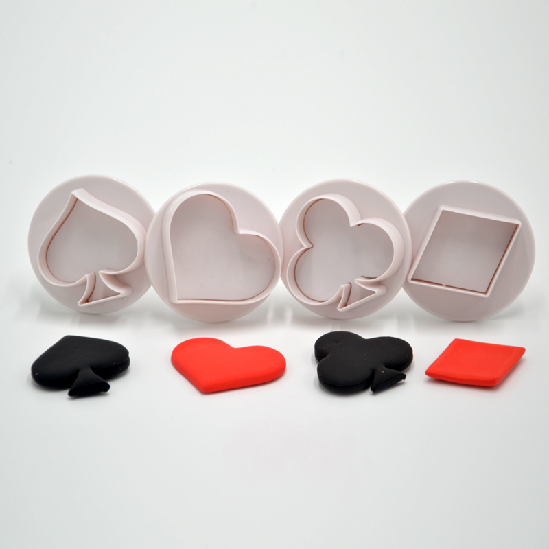 4Pcs/Set Poker Patterns Shape Cookie Mold Fondant Sugarcraft Cake Mould Biscuit Cutter Cake Decorating Baking Tool