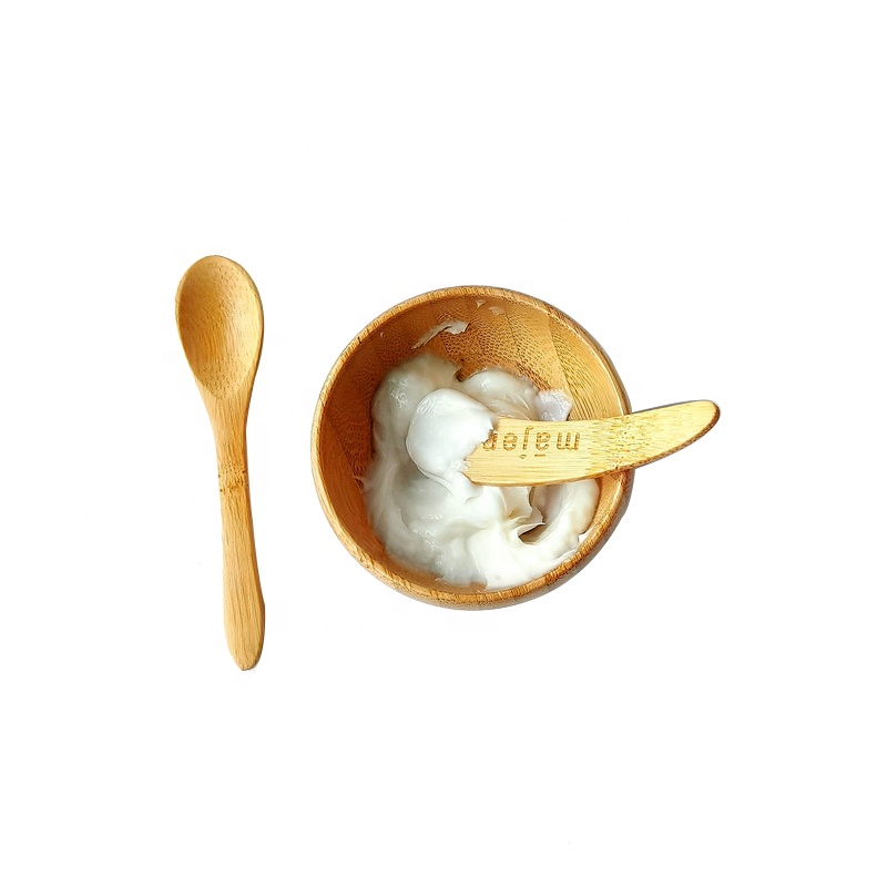 eco friendly DIY bamboo cosmetic mixing bowl set with bamboo spatula, spoon