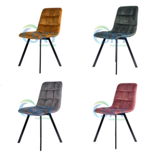 SKY wholesale Minimalist style Dutch industrial nordic European style vintage velvet square leg cool smart colorful dining chair
