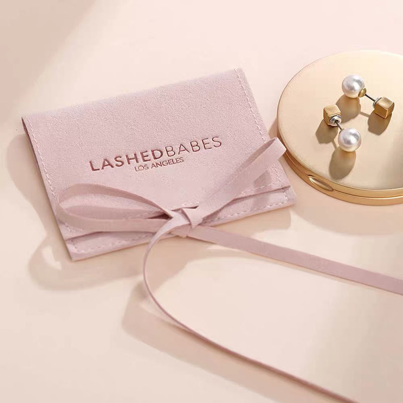 Custom Logo Luxury Multifunction Microfiber Jewelry Packaging Bags Small Envelope Flap Velvet Suede Fabric Pouch With Bow Knot