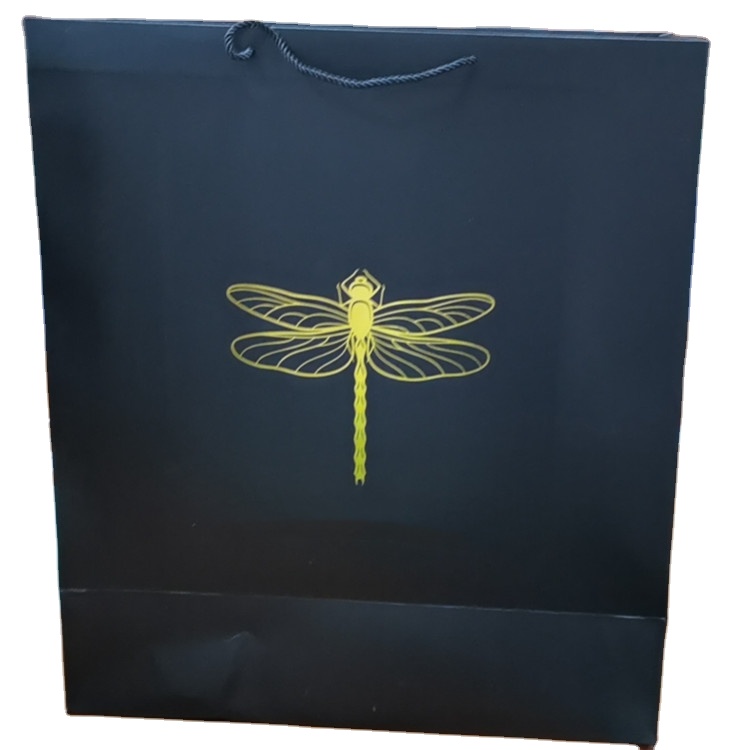 Custom printed private label brand black matte luxury retail clothes/clothing store packaging art paper shopping bags with logos