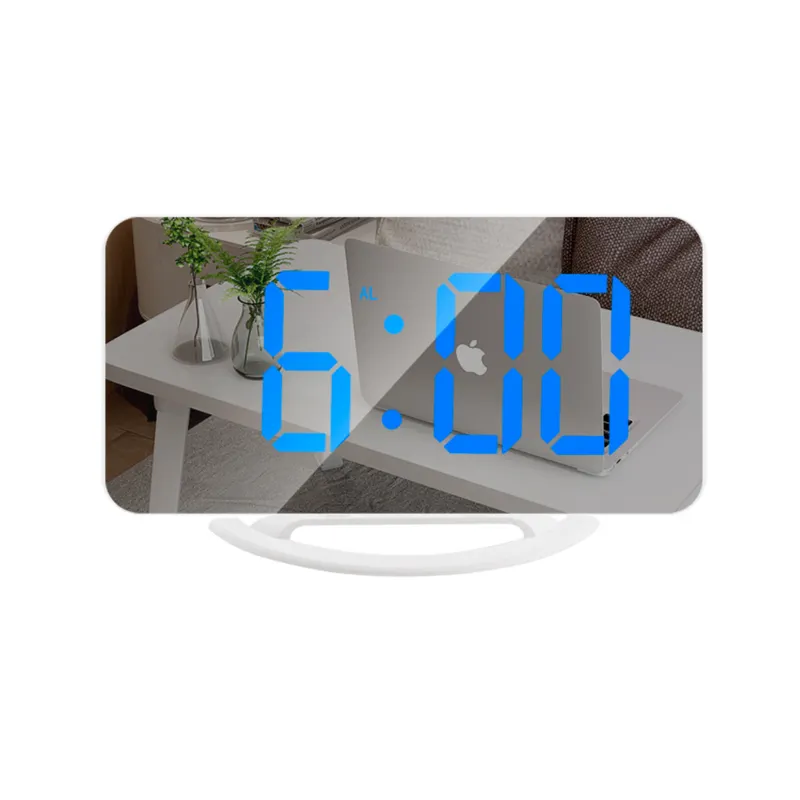 One Stop Shopping Smart digital LED display mirror alarm clock sunset usb table alarm clock