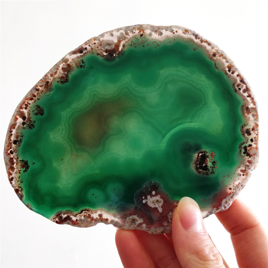 Different Sizes Natural Green Agate Slice Quartz Crystal Coasters For Home Decoration