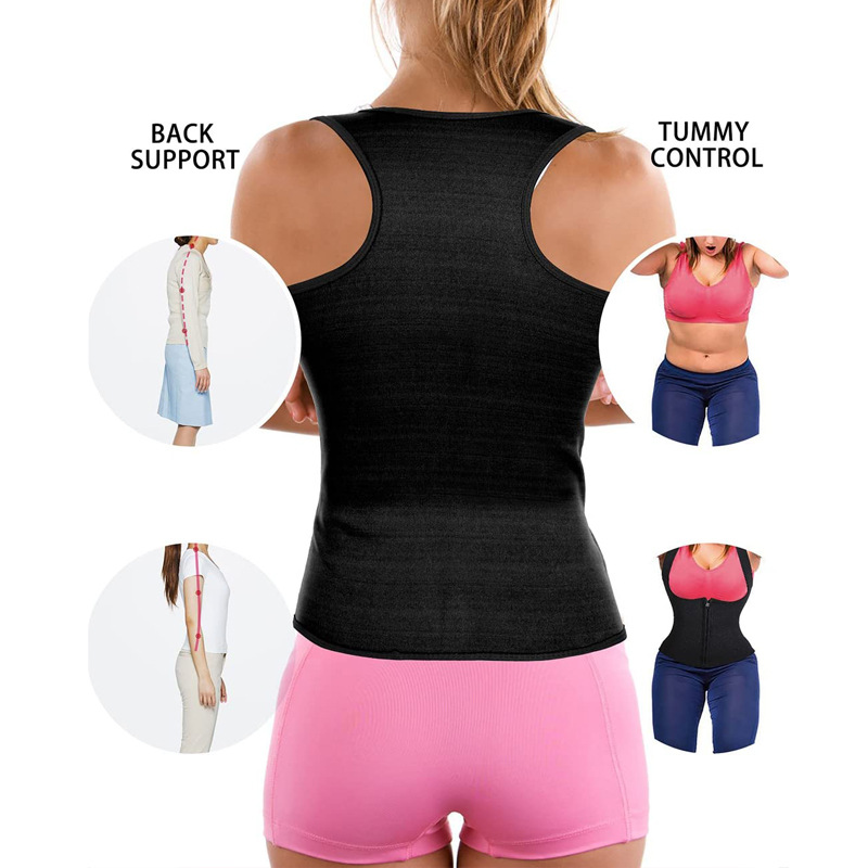 Custom plus size sauna slim suit shaper stylish weight loss neoprene sauna sweat suit vest for women and men workout with zipper