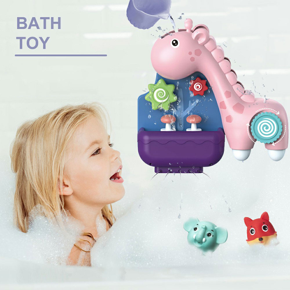 KUNYANG TOYS Organizer Squeeze Animals Giraffe Water Spray Bath Toys For Shower