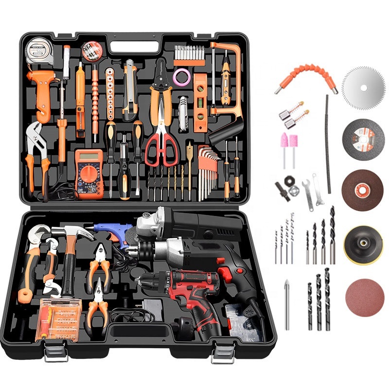 OEM Customized Multi-Functional Home Repair Power Tool Kit Big MAC Electric Hand Drill Set with Convenient Hard Case for DIY Use