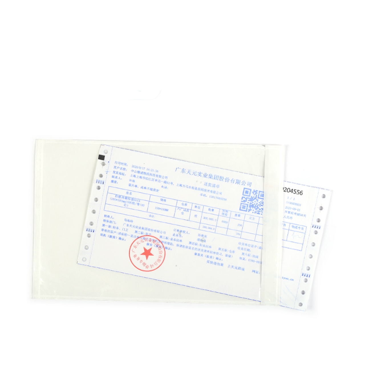 Custom Consignment Note Pocket Waterproof A6 Clear Pouch 10x6.5" Self-adhesive Document Enclosed Packing List Envelope