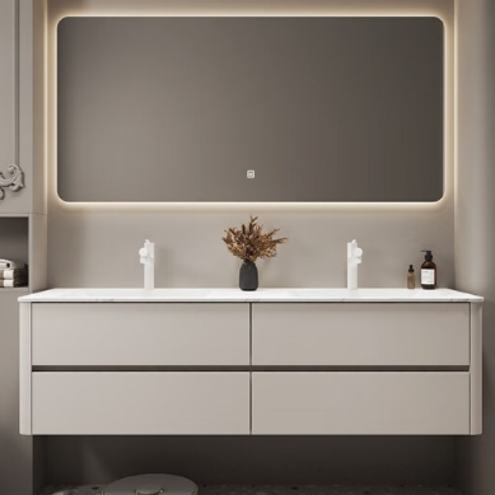 Modern Wood Bathroom Vanities Double Sink Waterproof Bathroom Cabinet