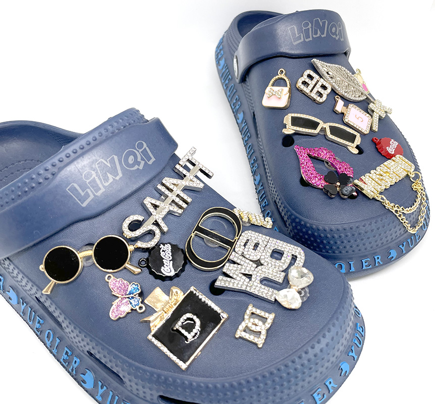 Hot sale metal bling diamond croc shoe decoration accessories charms for croc shoe charms