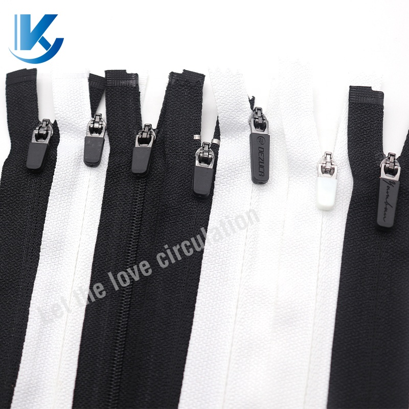 Semi-auto lock rubber puller small nylon zipper #3#5 reversible invisible zipper reverse for jersey cycling zipper