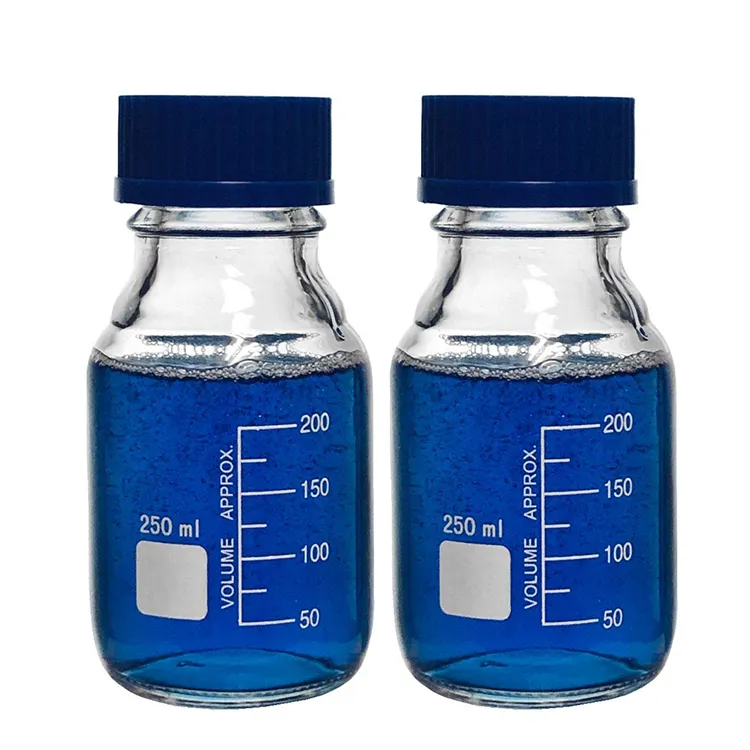 Wholesale Clear Screw Mouth 250ml 500ml Chemical Apothecary Glass Reagent Bottle for Lab Glassware