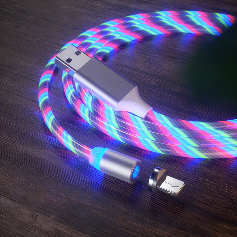 High Speed Led Glow Flowing Charger 3 in 1 USB Cable Type C Led Color Light Bulb With Cable LED