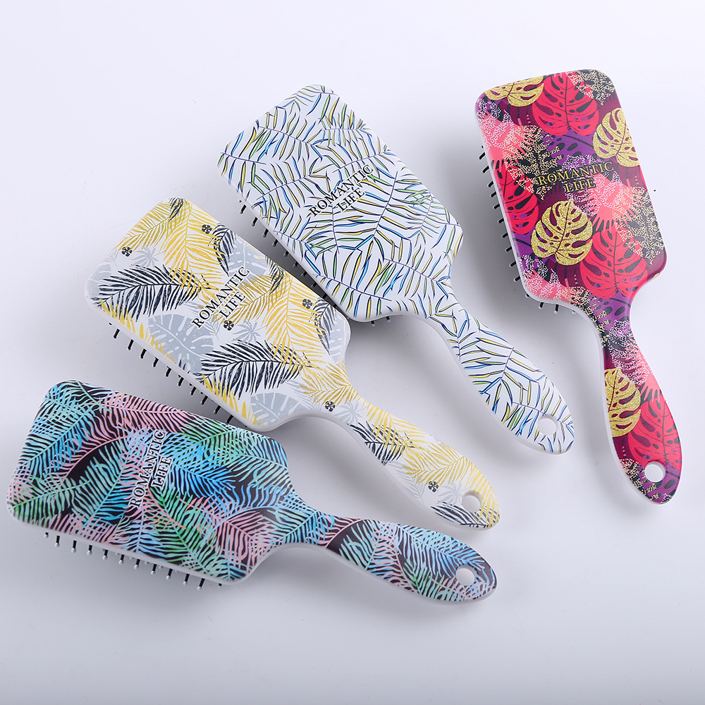 Hot Selling Plant printing Big square Hair Brush Comb Air Cushion Anti-Static Hair Brush