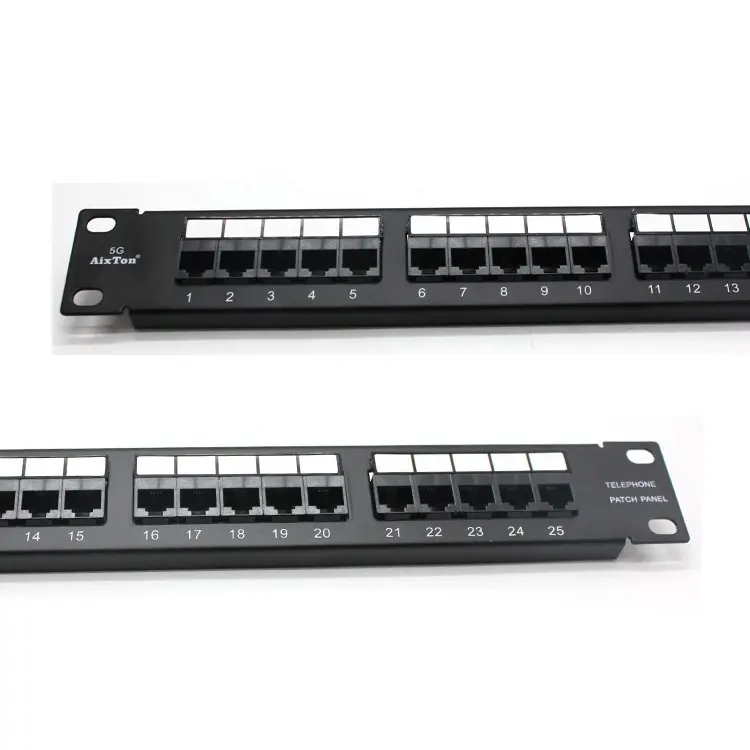 19 дюймов Голосовая 25 портов 50 портов Cat3 4P4C 6P6C UTP STP FTP RJ11 RJ12 Keystone Jack телефонной сети патч панель