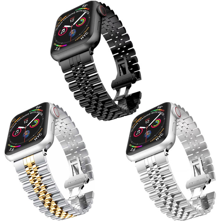 Ремешок из нержавеющей стали для Apple Watch Band 6 SE 5 4 3 40 мм 44 мм, металлический сменный спортивный браслет для iWatch 6 5 3, 38 мм 42 мм