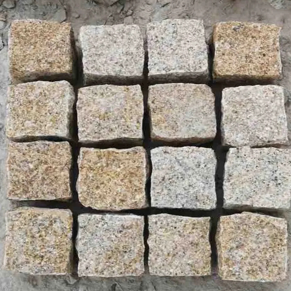 Yellow Granite G682 Paving Stone Cobble Stone Cubic Stone Custom Rough Granite Cobblestones for Driveway