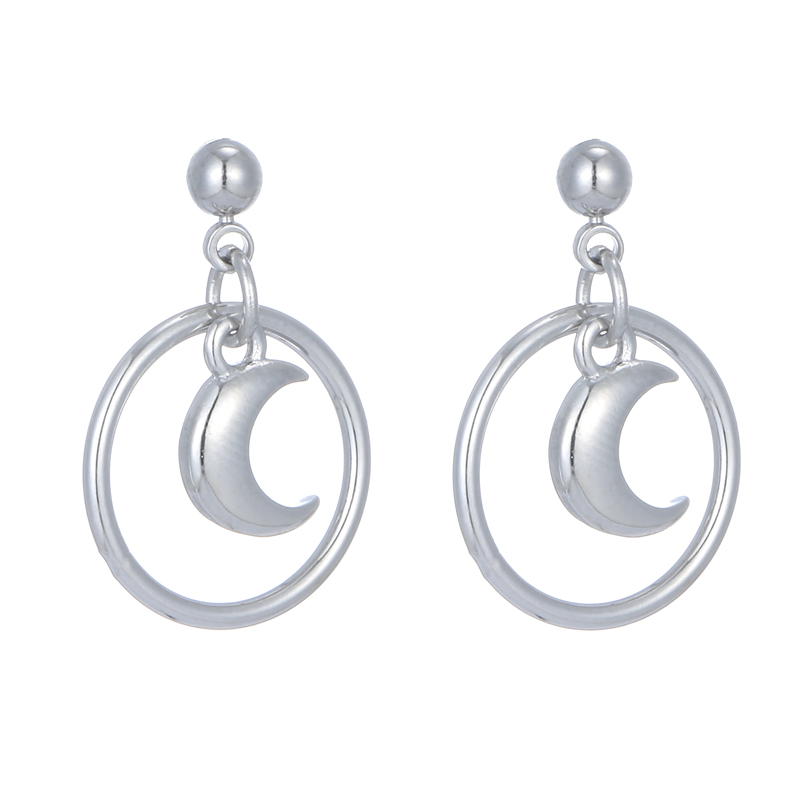 925 Sterling Silver Earrings Circles Moon Stud Earrings For Women Sterling Silver Jewelry Fashion Earrings