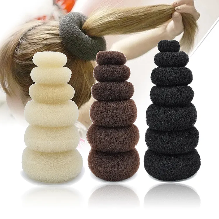 Wholesale Solid Color Hair Donut Bun Shaper Maker Custom Large Hair Donut Bun Nylon Hair Donut Bun For Women