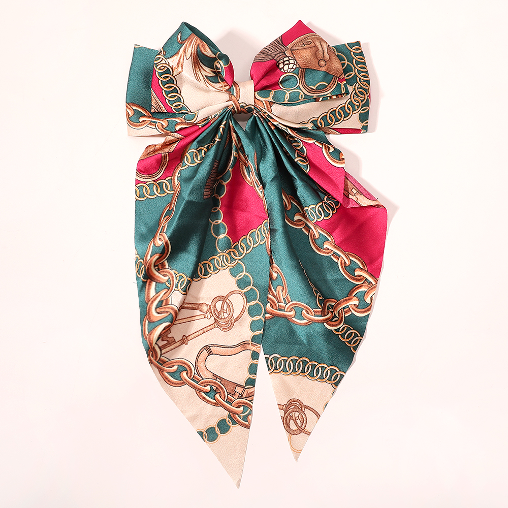 Fashion Bow hairpin with ribbon Chinese Style Lolita Element Hairpin Hair Clips chains printing