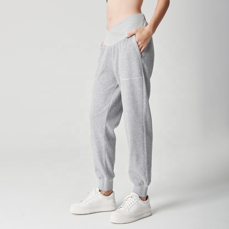 Spring Plus Size Trousers Belly Support Pregnancy Women Sports Maternity Cotton Pants With Pockets