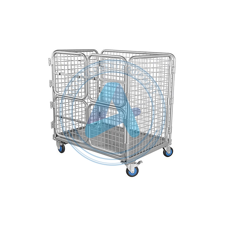 Production High Strength Metal Welding Storage Stacked Folding Steel Wire Storage Cages