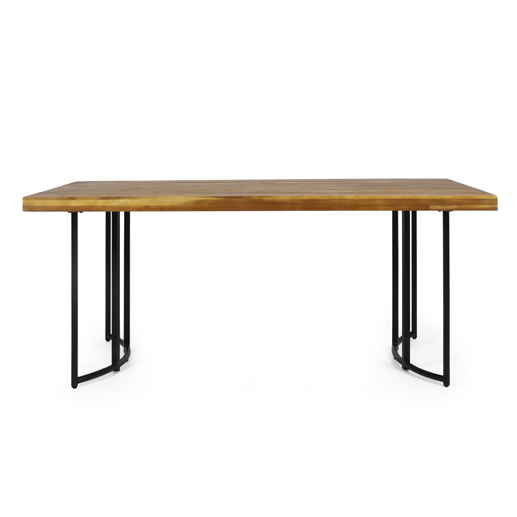 Free shipping within the U.S. Outdoor Modern Industrial Acacia Wood Dining Table