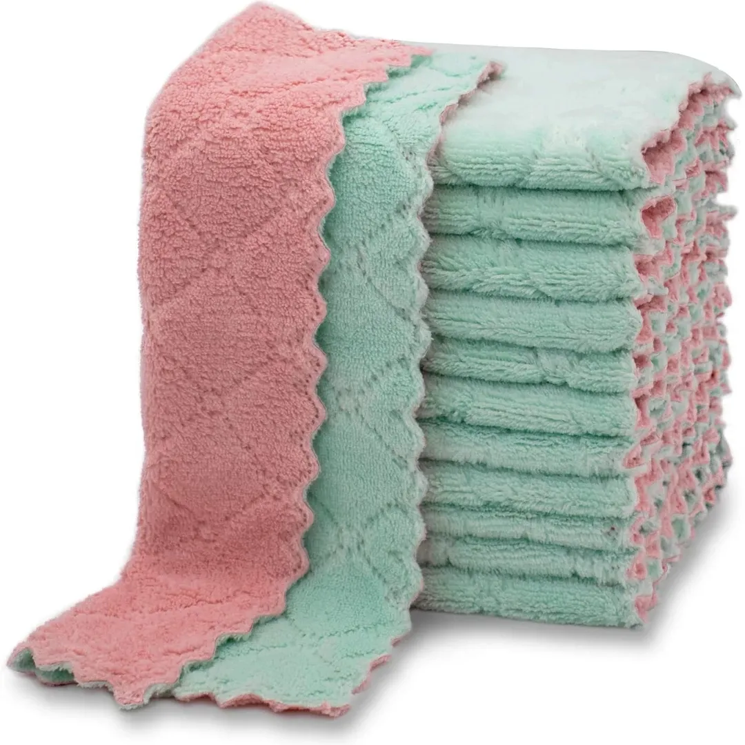 Mh01 Custom Microfiber Cleaning Cloth Towel Washing Rag Wipe Absorbent Coral Velvet Dish Cloth Kitchen Cleaning Cloths