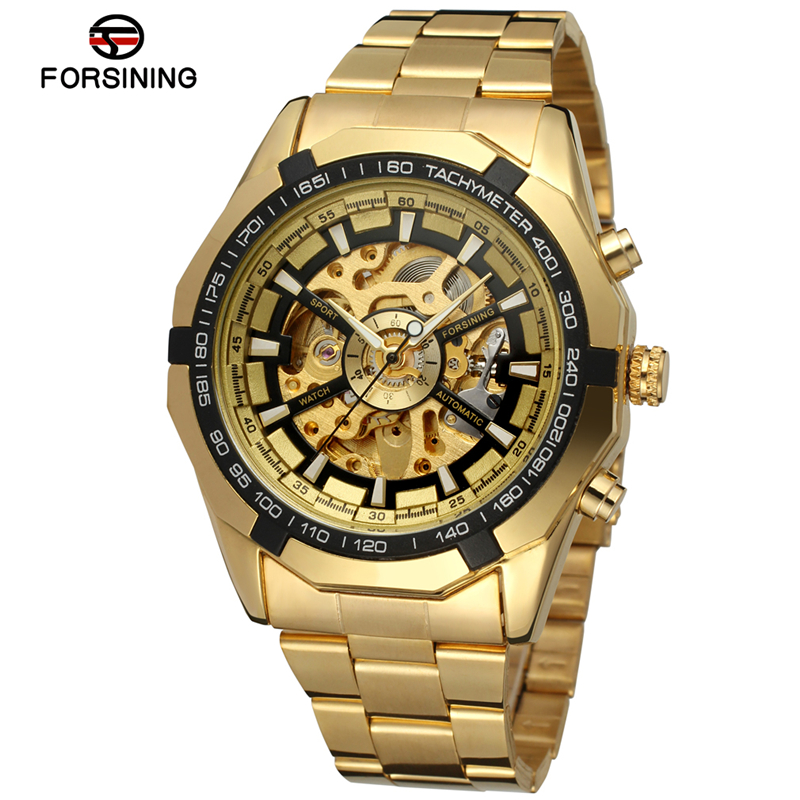 Fashion Skeleton Automatic Self Wind Mechanical Watch Stainless Steel Luxury Classic Business Men Forsining Brand 8042 Watch