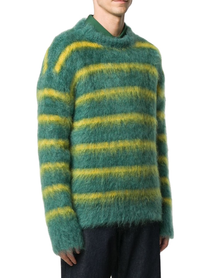 Sweater Factory Custom Designer Male Sweater Men Color Striped Fuzzy Mohair Casual Pullover Sweater