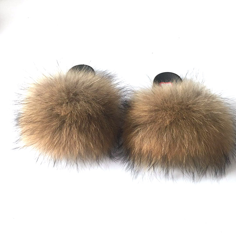Детские меховые тапочки Flufffy из натурального меха енота, пушистые сандалии для маленьких девочек, сланцы из меха для мамы и меня, оптовая продажа