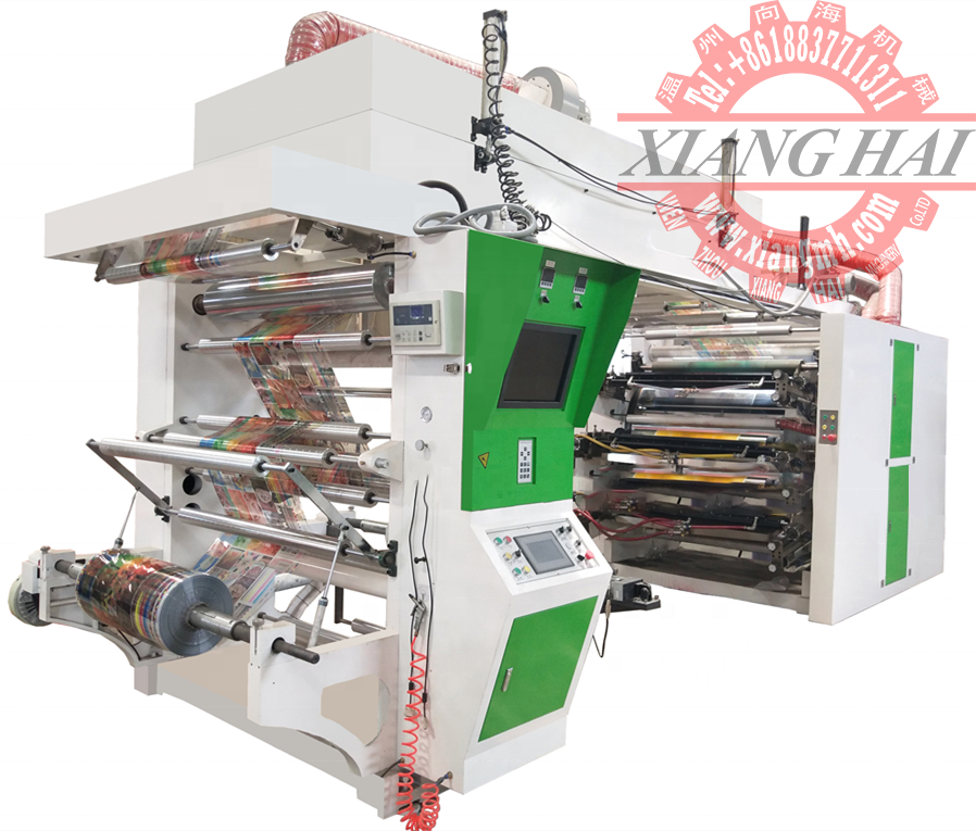 6 Color Paper Plastic Film PE BOPP Non-woven PP Woven CI Central Drum Flexo Printing Machine