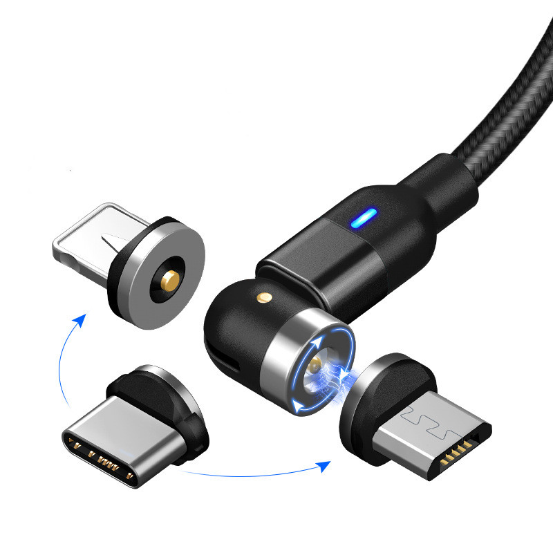 Wholesale 3 in 1 Magnetic Charging USB Cable Charger 540 Degree Rotation data cable For Iphon/Micro USB Type C