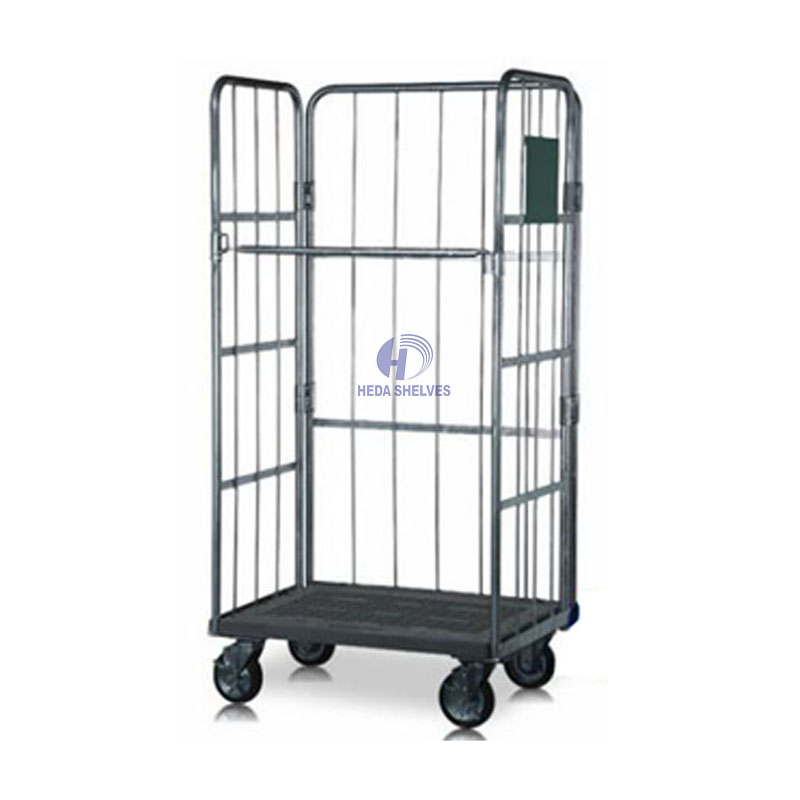 Warehouse Metal Roll Storage Cage Rack with wheel