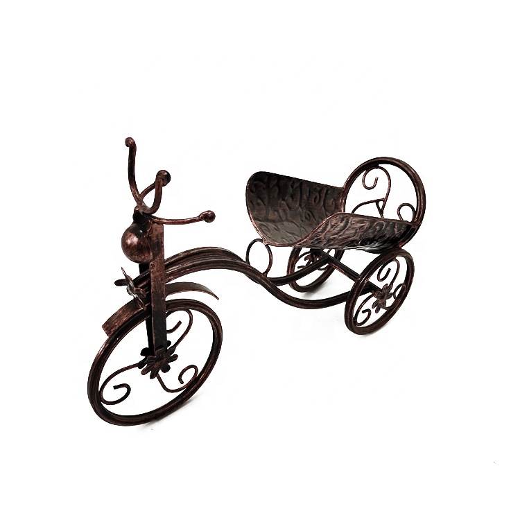 Modern Design Tricycle Shape Table Top Metal Wine Racks Home Decorations Creative Wine Holders Bronze
