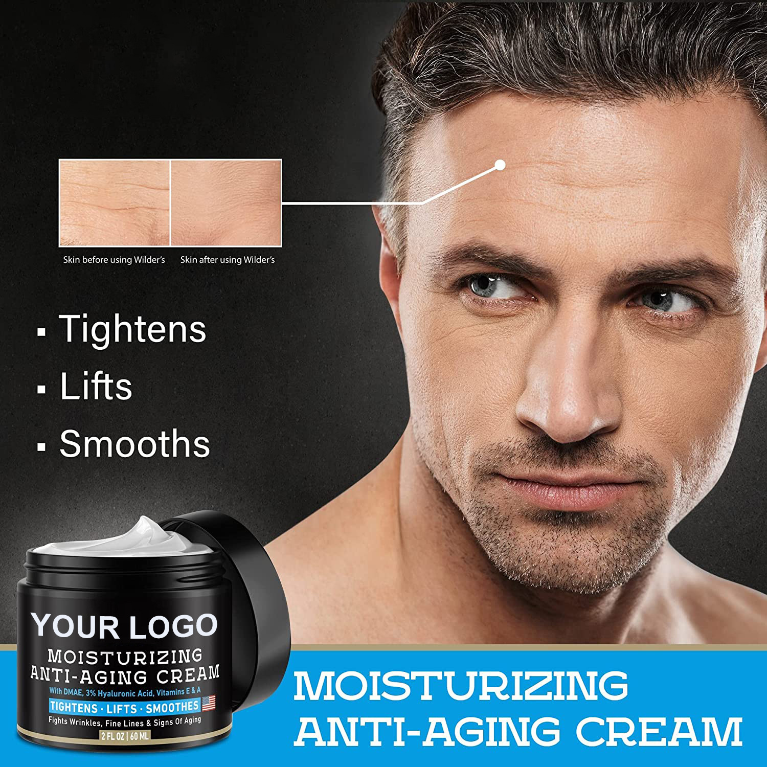 Men's Face Cream Wrinkles Wholesale Private Label Anti Aging Skin Care Anti Wrinkles Face Organic Moisturizing Organic Cream