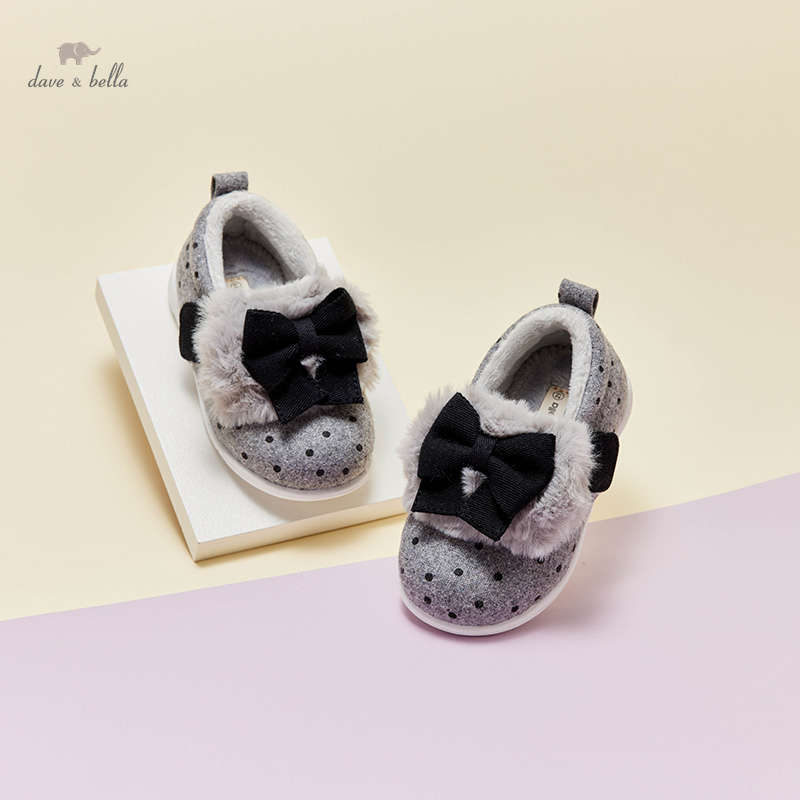 DB18532 Dave Bella winter baby girls fashion bow dots shoes new born girl cute shoes