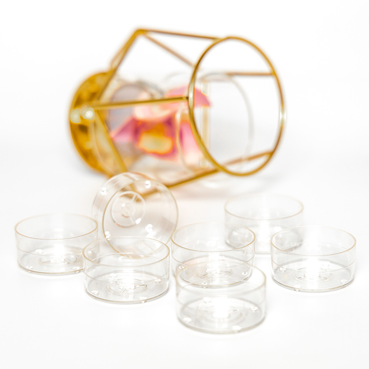 Home decorate Transparent plastic tealight holder candle cups