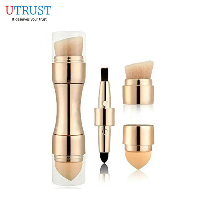 Makeup Brush Mini 4 in 1 Kit for Travel Cosmetic Applicator Foundation Sponges Brushes Valentine's Day Gift