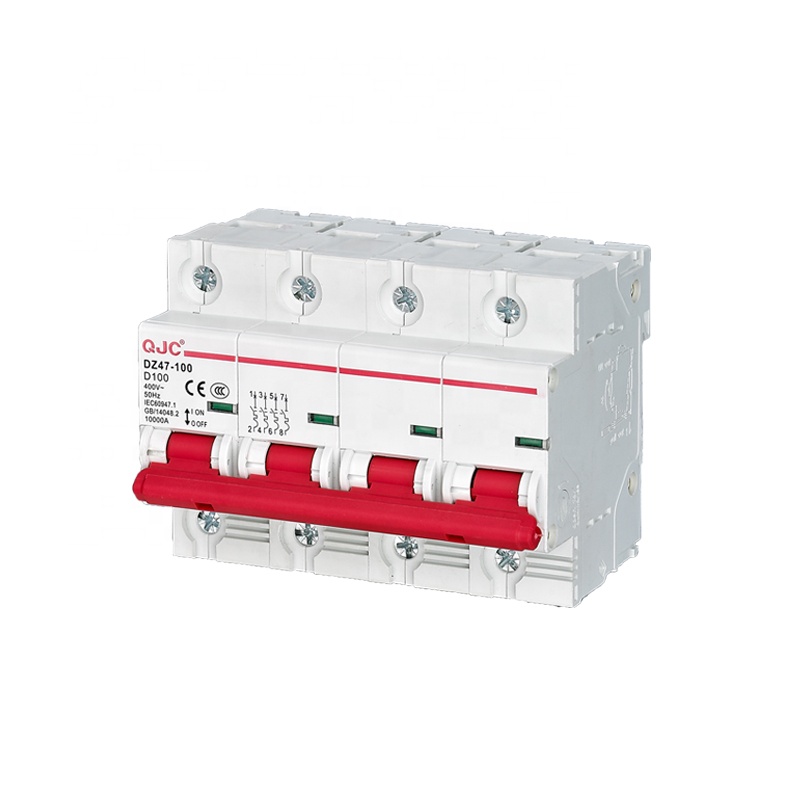 QJC Китай, оптовая продажа, DZ47-100 4 Pole MCB 100 Amp, миниатюрный автоматический выключатель