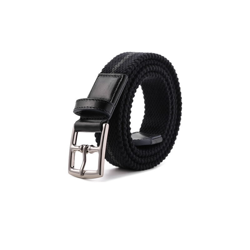 Classical all leather men's elastic men's webbing belt alloy buckle can be customized logo wholesale belt