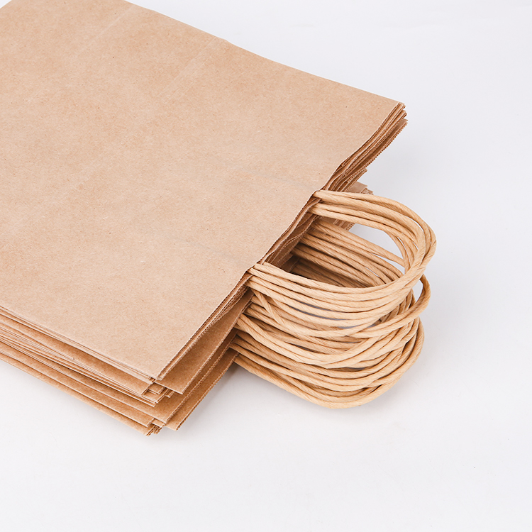 Manufacter sachet packaging full print biodegradable recycle shopping kraft paper bag