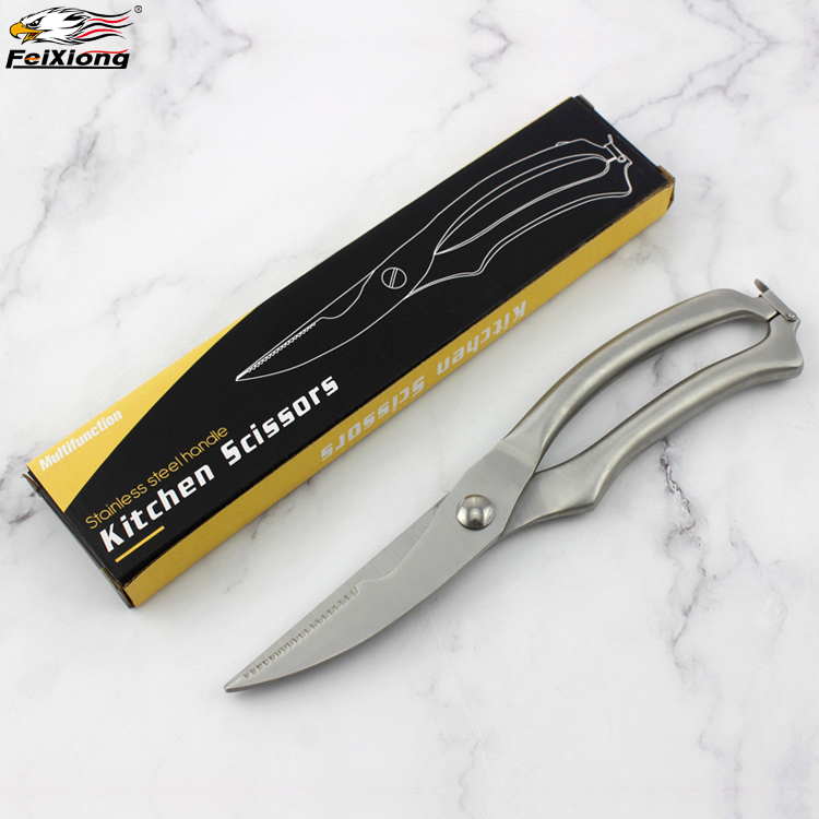 2021 Amazon Kitchen Scissor Stainless Steel Poultry Bone shears With Hollow Handle Color box packing