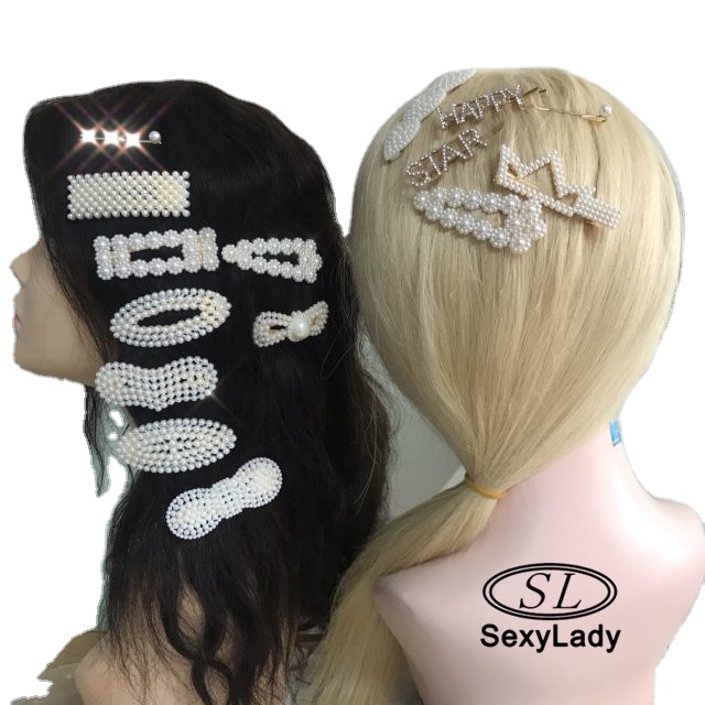 Wedding make up lovely style hair accessories pearl hair pins words wholesale hair clips for girls