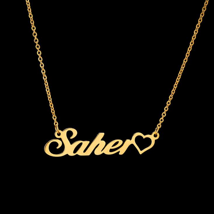 Wholesale 18k Letters Pendant necklace Custom Stainless Steel Personalized Gold Name Plate Necklace Personalised